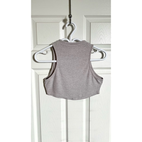 Grey Ribbed Crop Top • Size S - Picture 2 of 4